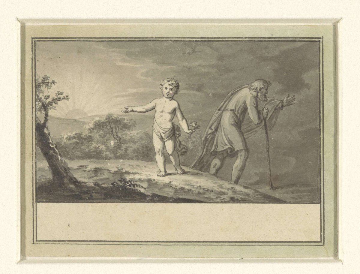 The new and old year: a boy and a graybeard in a landscape, Sigmund Ferdinand Ritter von Perger, 1788 - 1841