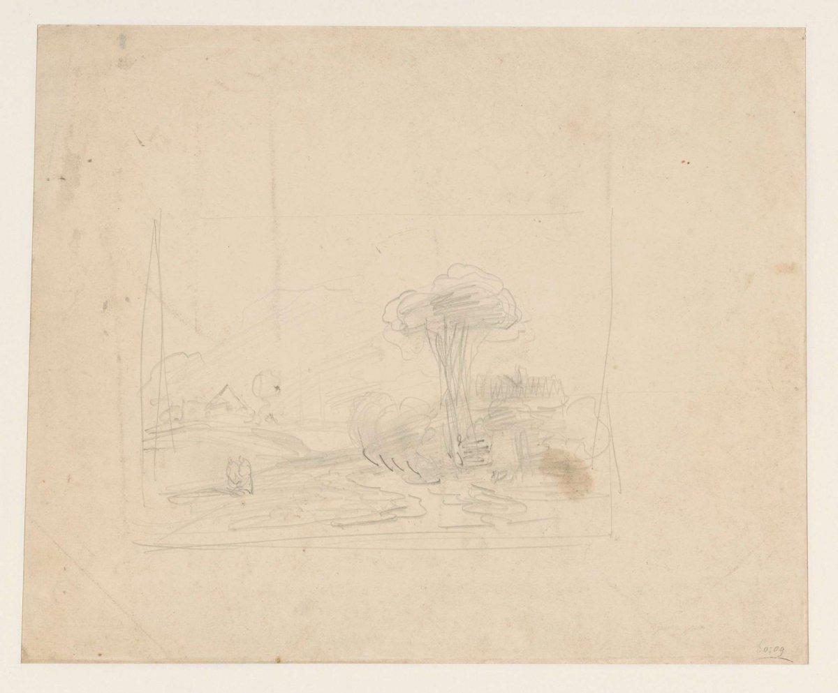 Sketch of a landscape, Wijnand Nuijen, 1823 - 1839