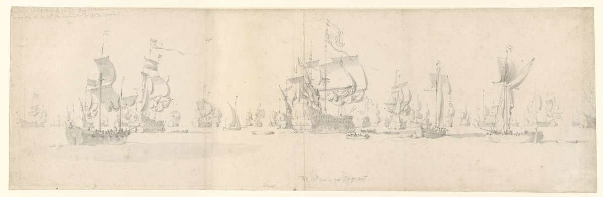 The Dutch fleet before departure for Bergen, Norway, Willem van de Velde (II), 1665