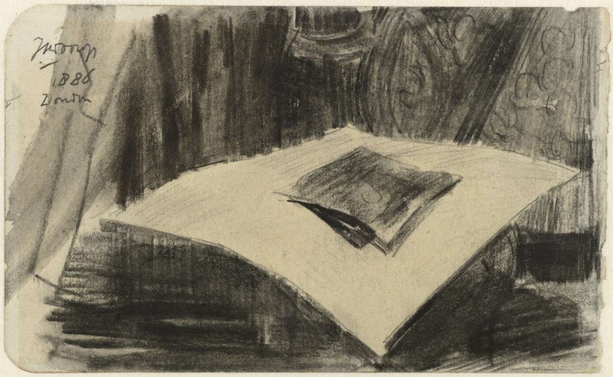 Print lying on a dark background, Jan Toorop, 1886