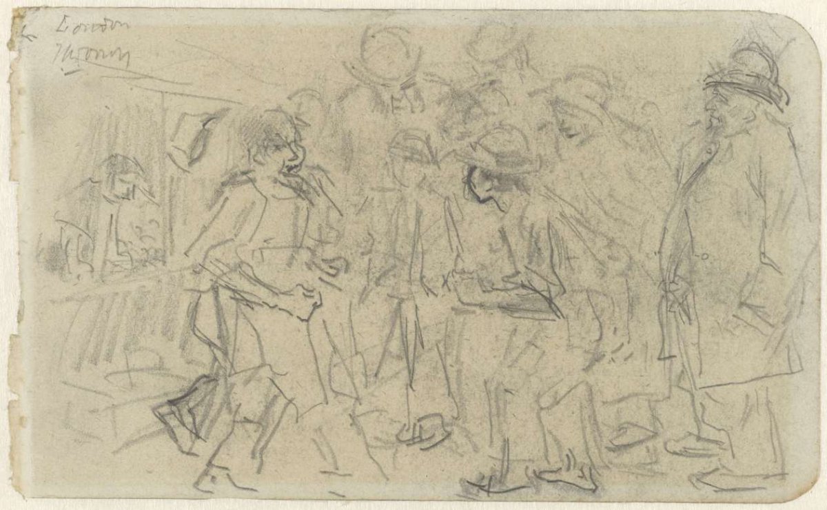 Street fight with bystanders in London, Jan Toorop, 1868 - 1928