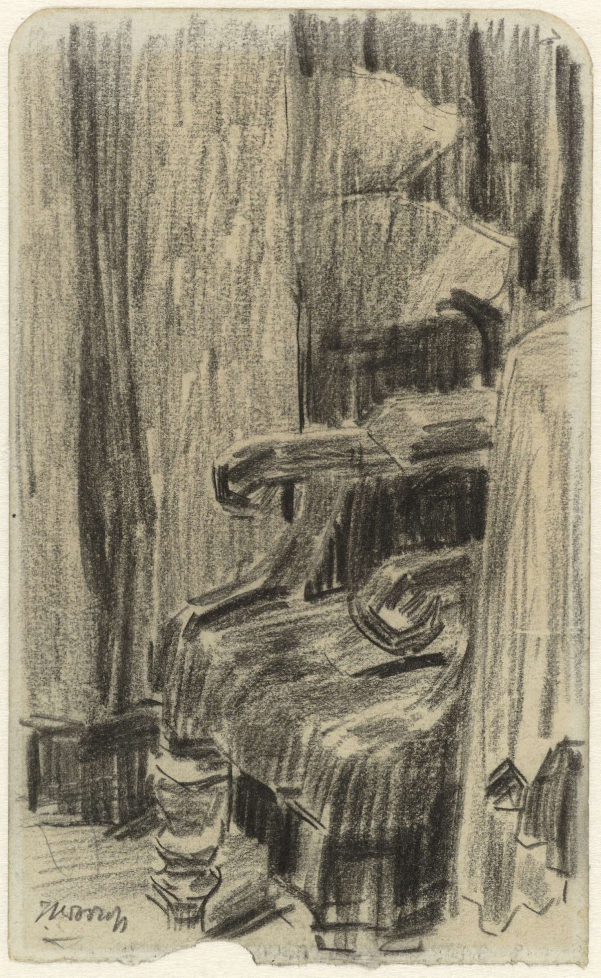 Gedeeltelijk door gordijn bedekte leunstoel, Jan Toorop, 1868 - 1928