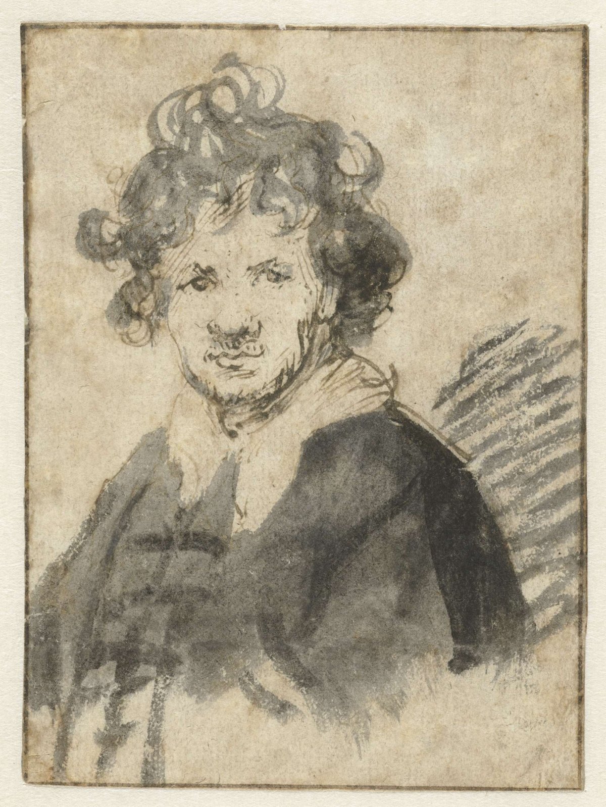 Self-portrait with Tousled Hair, Rembrandt van Rijn, c. 1628 - c. 1629