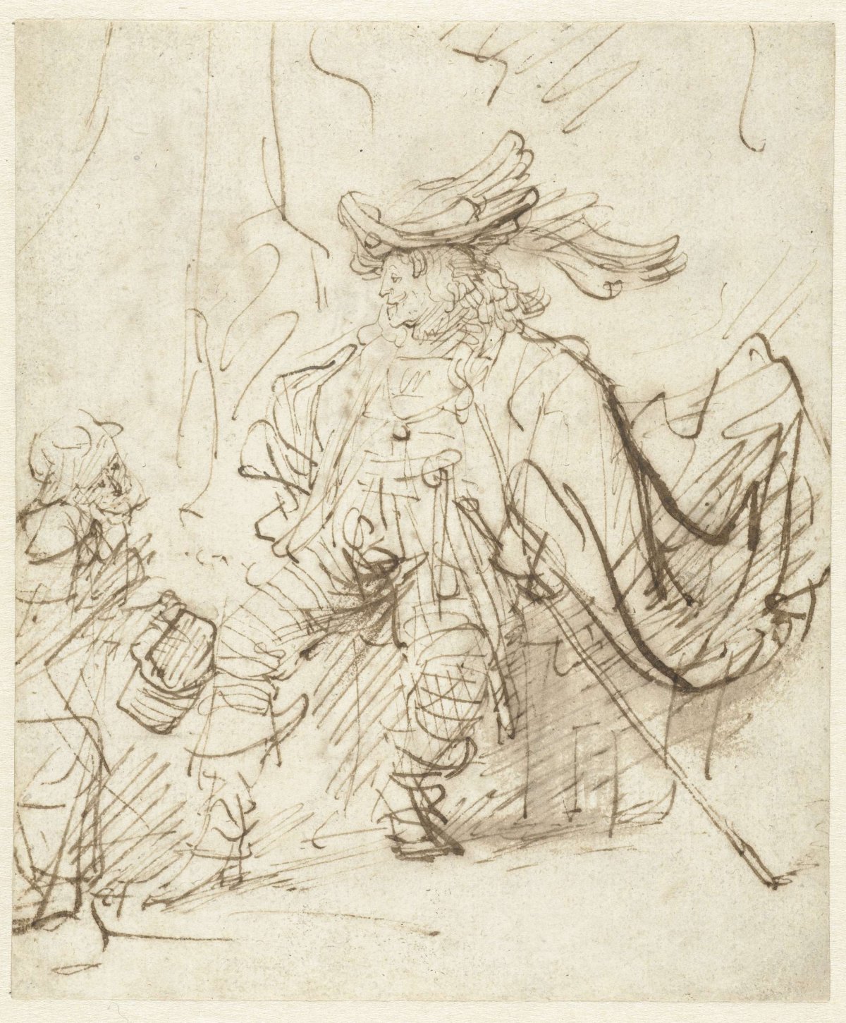 Seated Actor in the Role of Capitano, Rembrandt van Rijn, c. 1634 - c. 1636