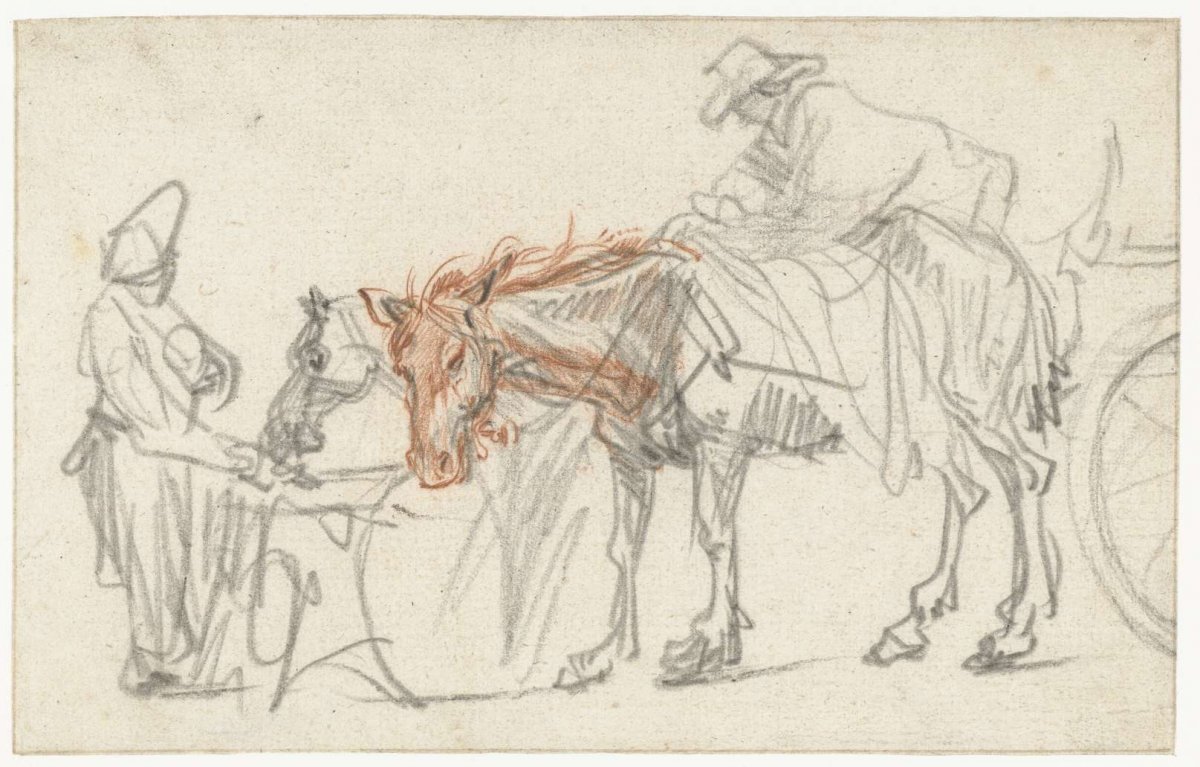 Two Horses at a Halting-place, Rembrandt van Rijn, c. 1637