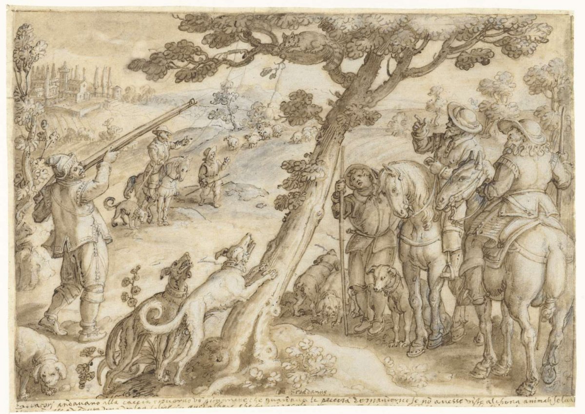 Hunting feral cats, Jan van der Straet, 1533 - 1578