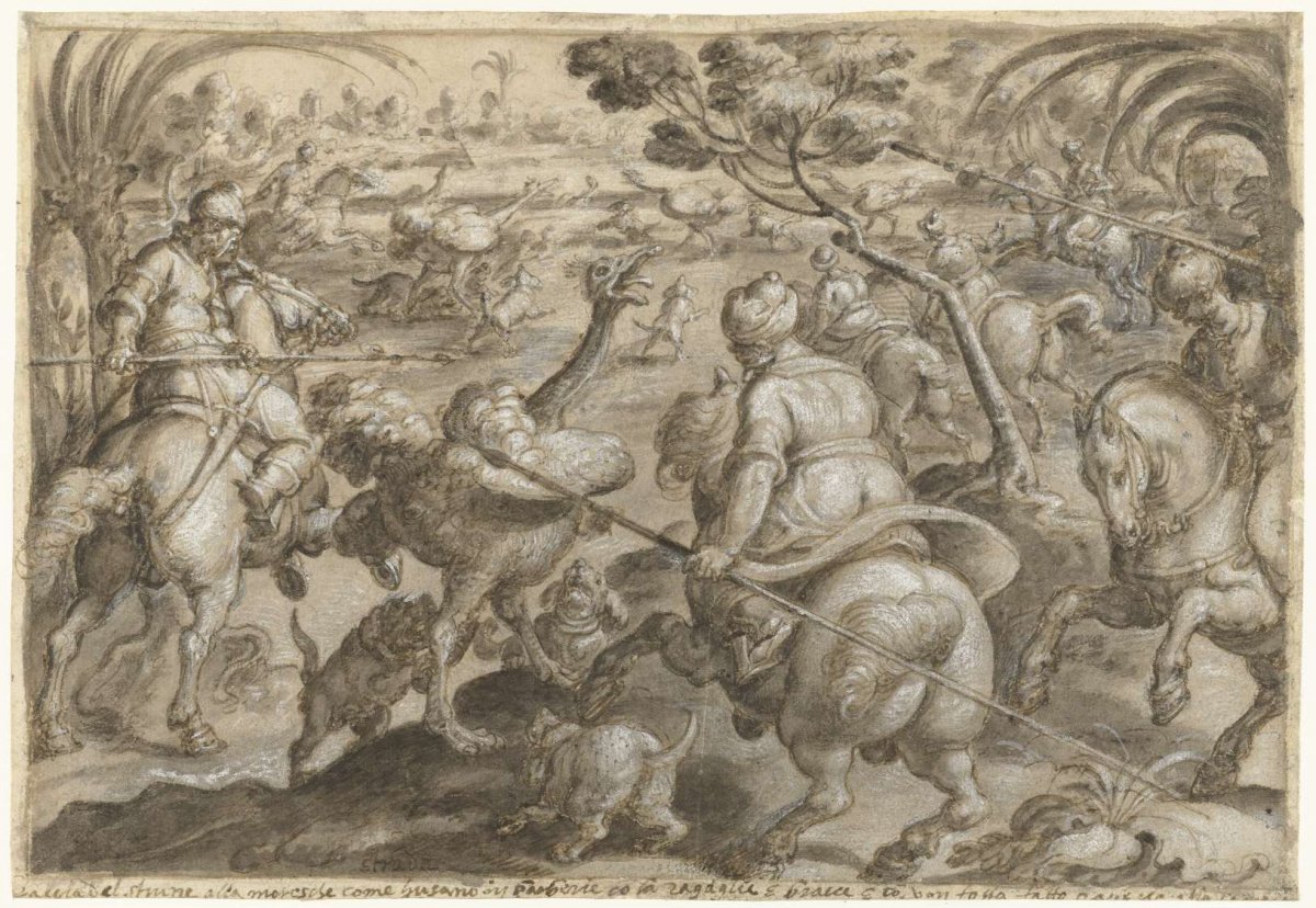 Ostrich Hunt in Barbary, Jan van der Straet, c. 1578
