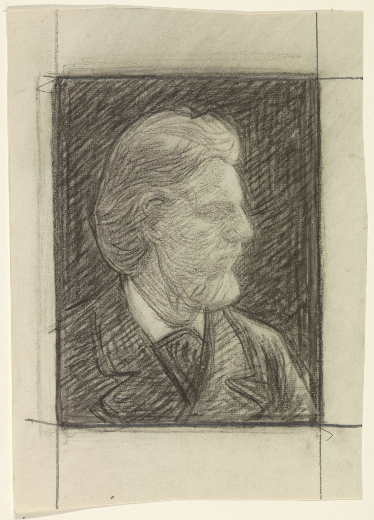 Portrait of the writer Jacques Fabrice Herman Perk, en profil, Jan Veth, c. 1874 - c. 1925
