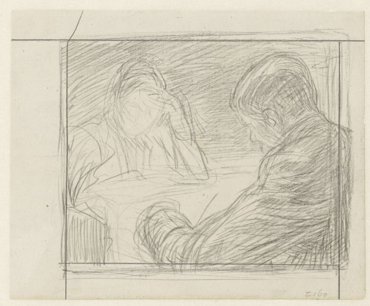 Frederik van Eeden switching with Mrs. Veth-German, Jan Veth, c. 1888 - c. 1893