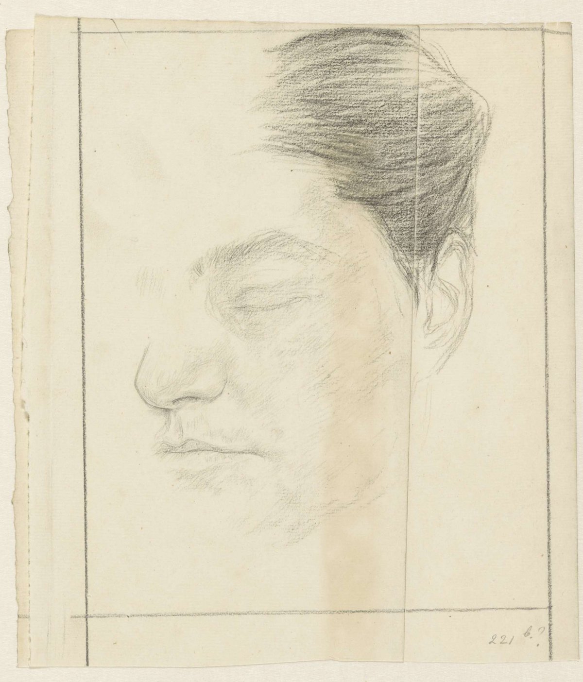 Head study, with eyes closed, Jan Veth, 1874 - 1925