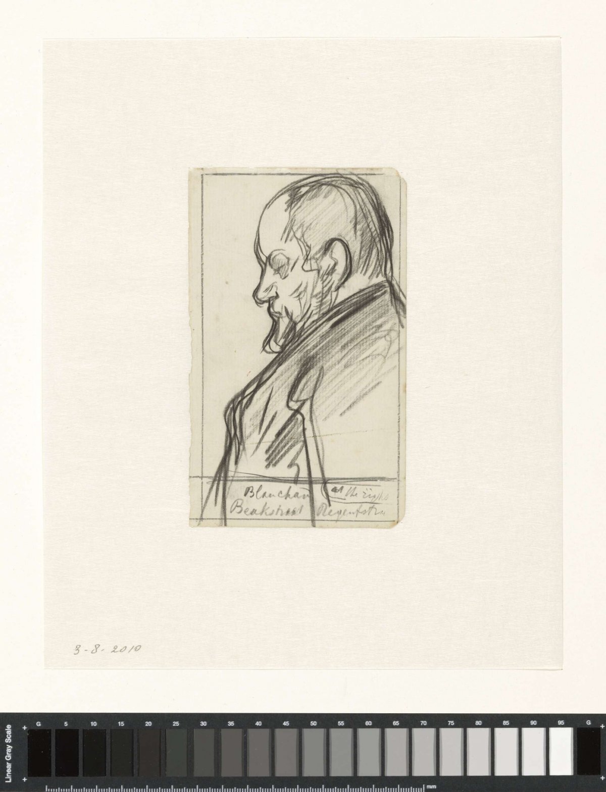 Sketch of a man with a beard, in profile to the left, Jan Veth, 1874 - 1925