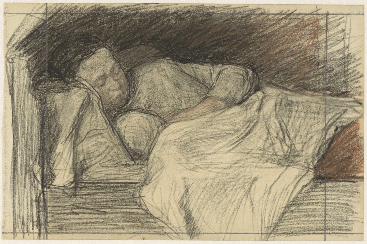 Mother in bed with child, Jan Veth, 1874 - 1925