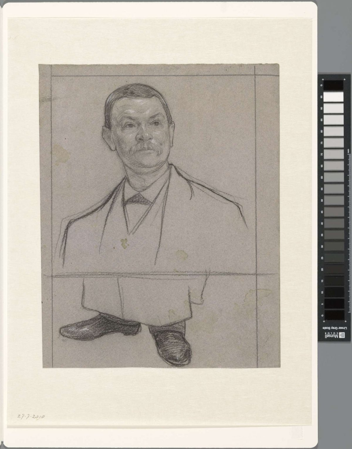 Portrait and feet of the waiter Johan from the Gate of Cleve, Jan Veth, 1874 - 1925