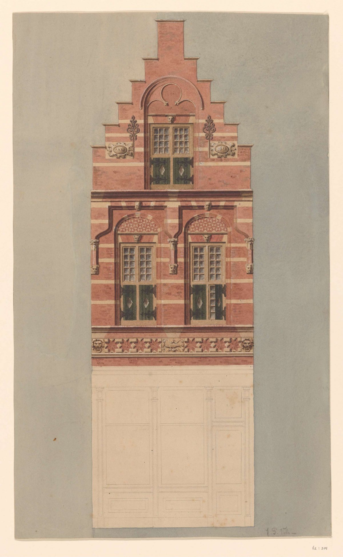 The facade of House Crimpert Salm in Dordrecht from 1621, Jan Veth, 1874 - 1925
