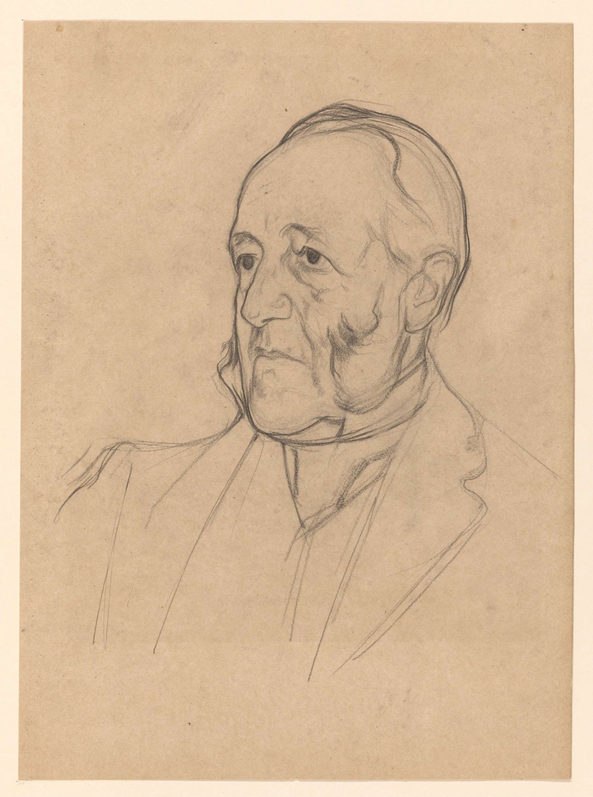 Portrait of a gentleman with sideburns, facing left, Jan Veth, 1874 - 1925
