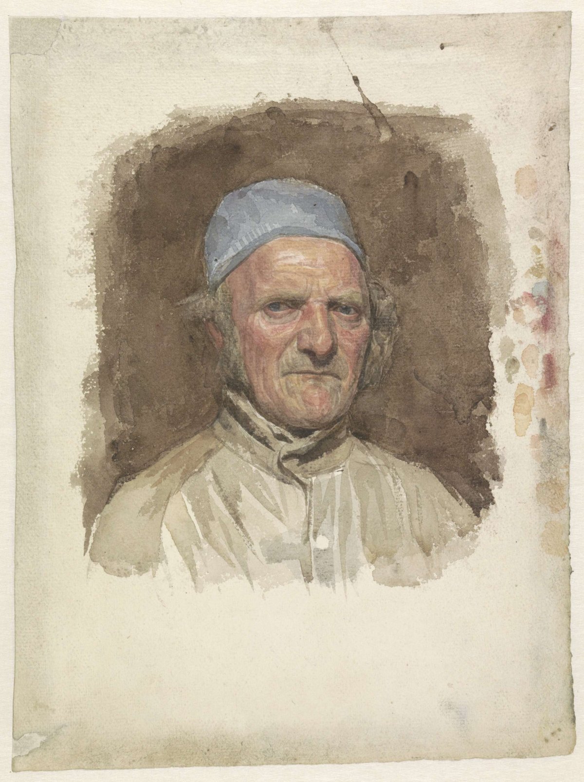Man portrait, with blue hat, Jan Veth, 1874 - 1925