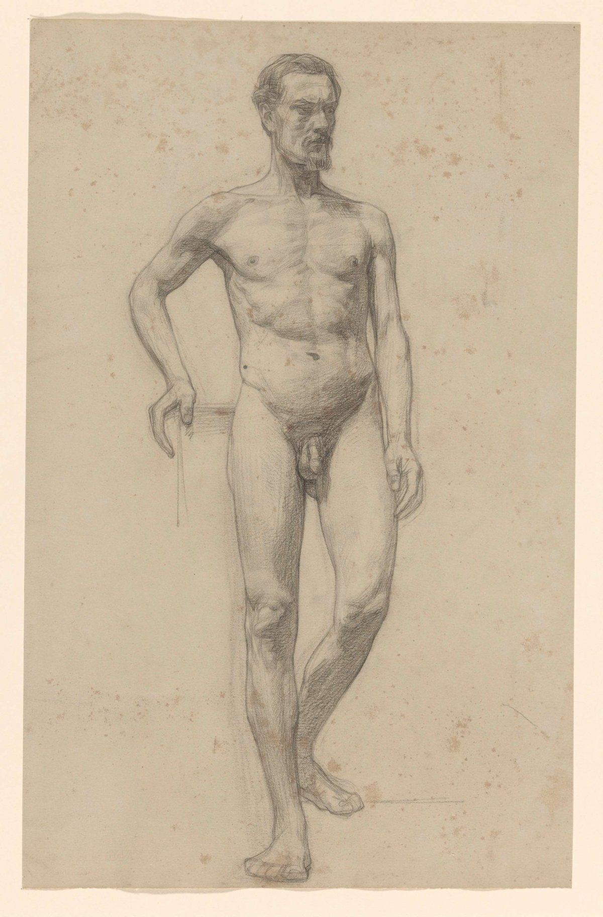 Standing male nude, viewed from the front, Jan Veth, 1874 - 1925
