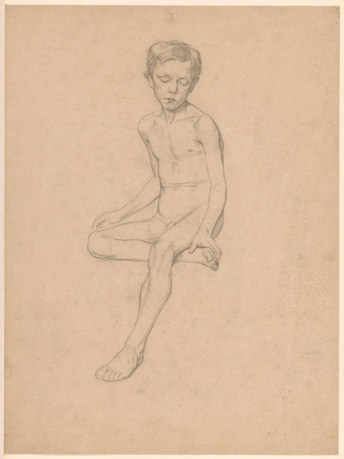 Seated nude boy, Jan Veth, 1874 - 1925
