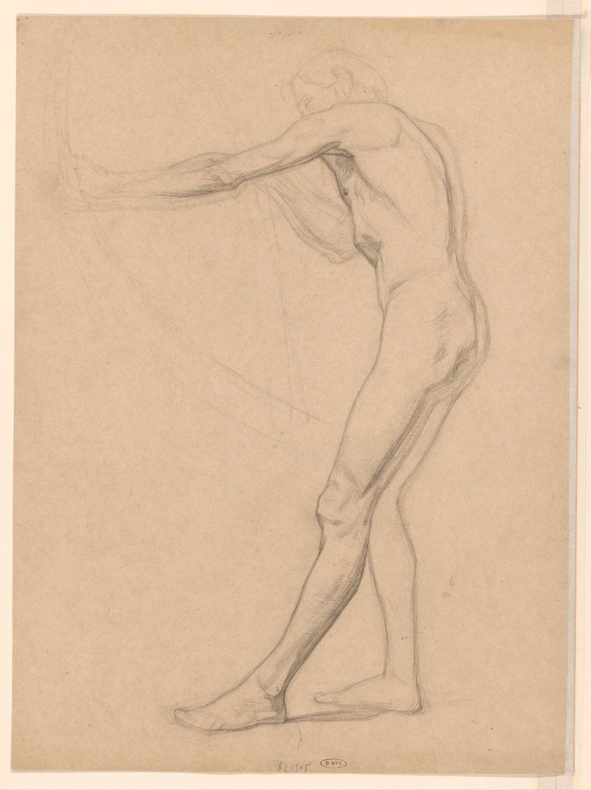 Standing male nude, with bow and arrow, Jan Veth, 1874 - 1925