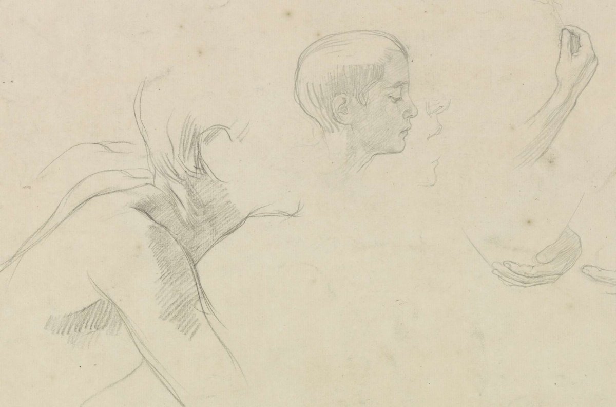Studies of a reclining boy, Jan Veth, 1874 - 1925