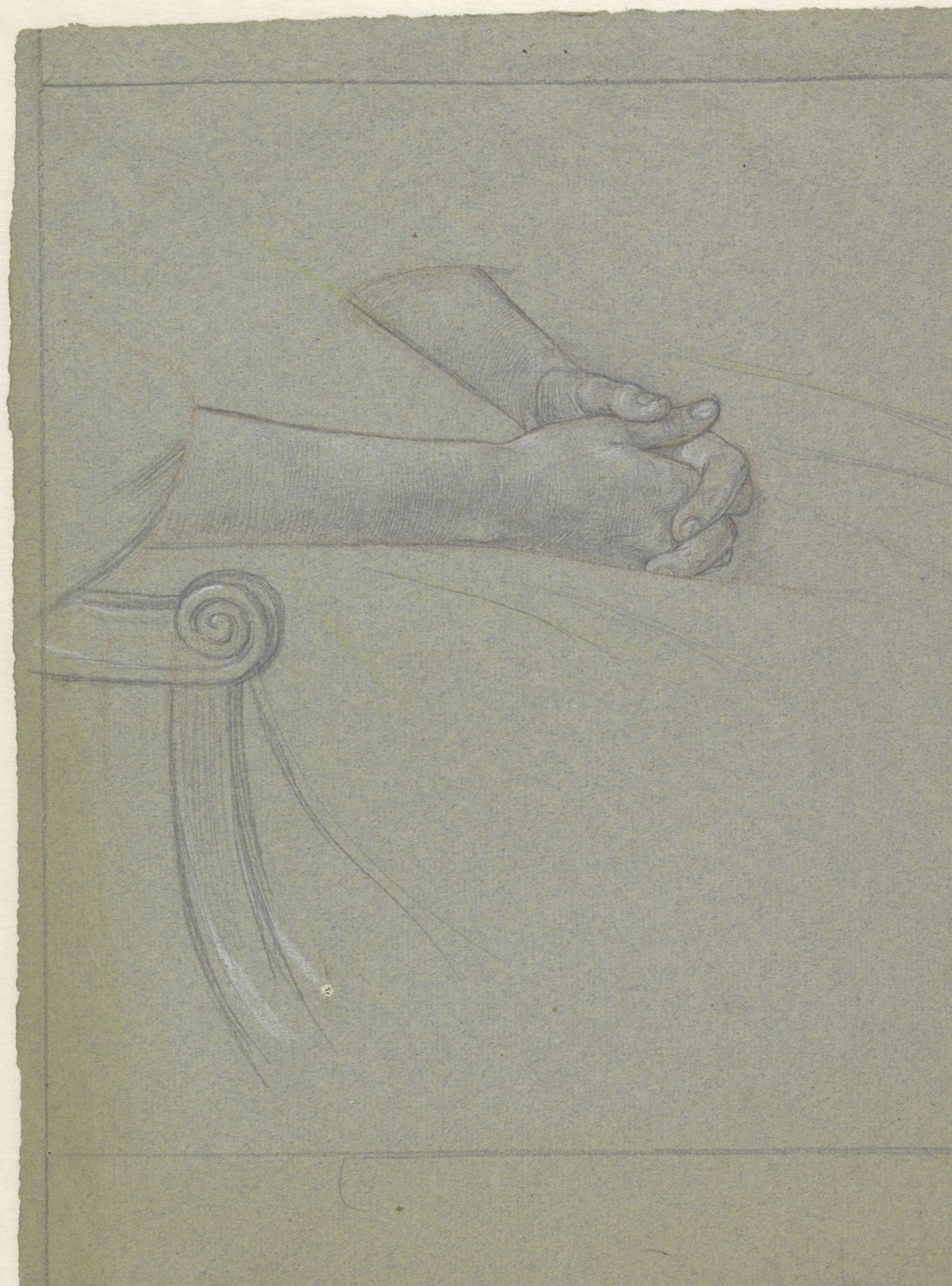 Study of two folded hands in the lap, Jan Veth, 1874 - 1925
