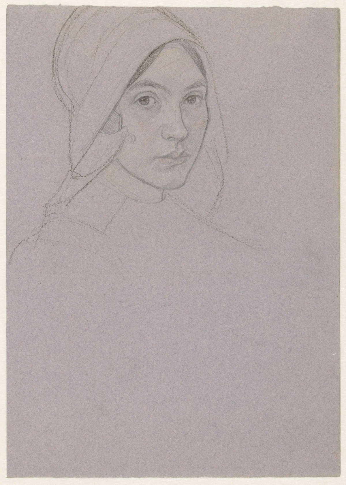 Portrait of a hooded girl (Karen?)., Jan Veth, 1874 - 1925