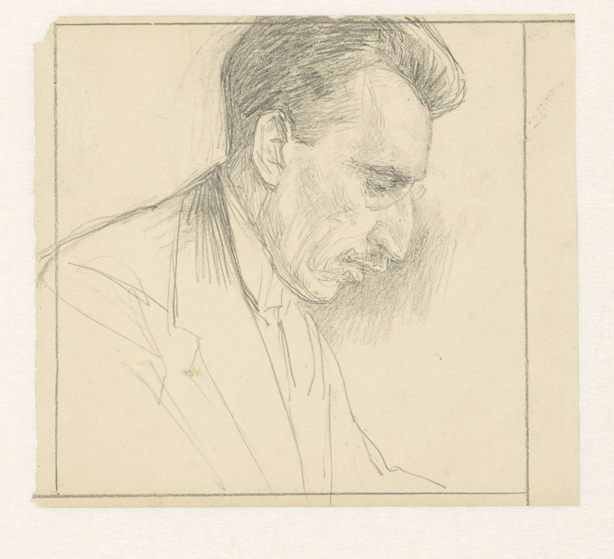 Portrait of P. Visser, profile to the right, Jan Veth, 1874 - 1925