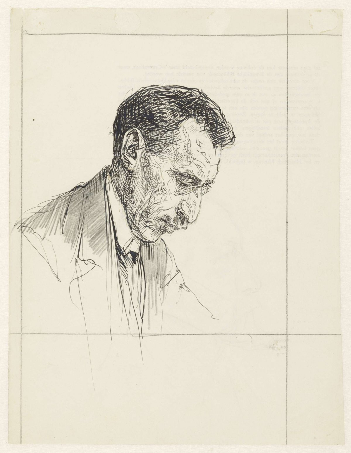 Portrait of P. Visser, profile to the right, Jan Veth, 1874 - 1925