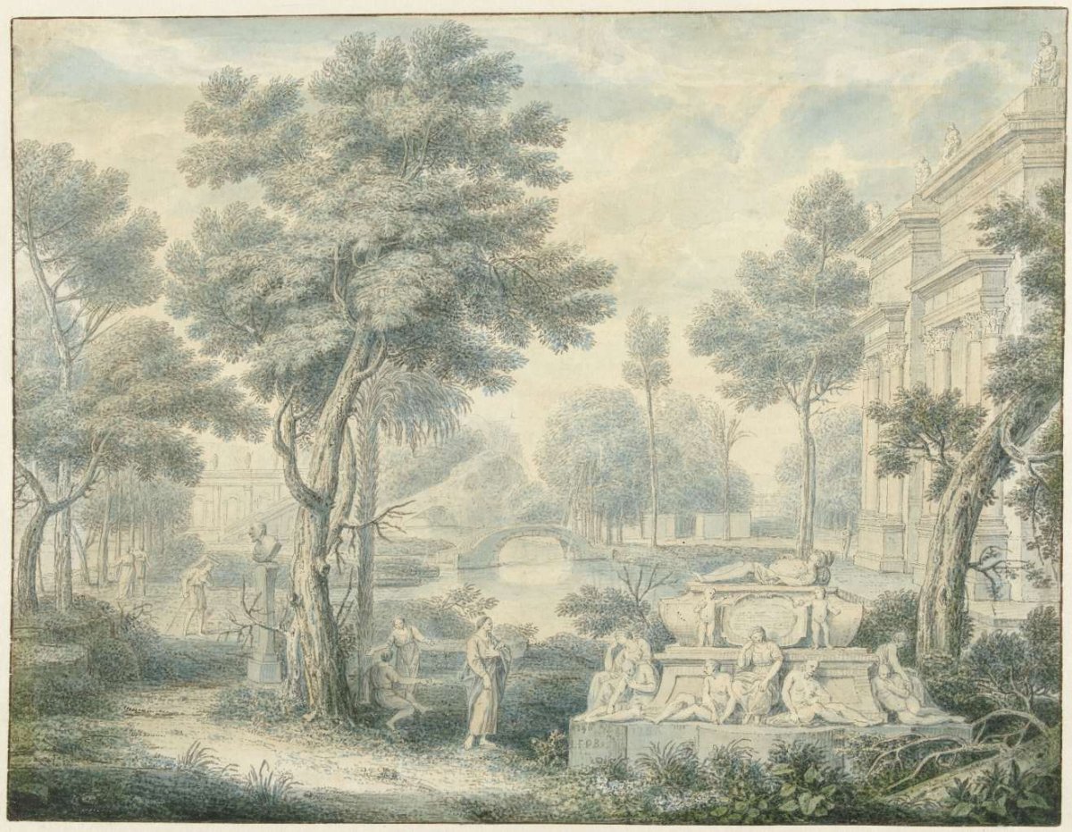 Arcadian landscape with a tomb, Louis Fabritius Dubourg, 1746