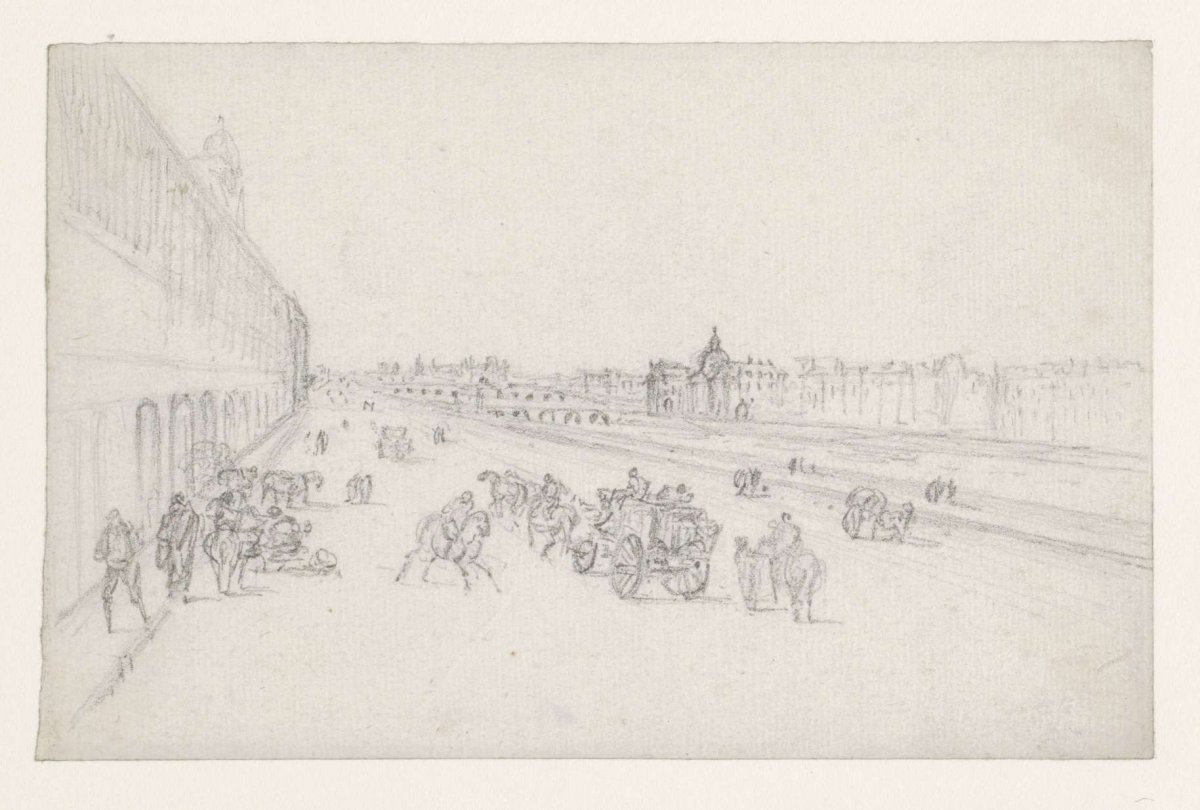 View of the quais to the Pont des Arts and the Institut de France, Georges Michel, 1773 - 1843