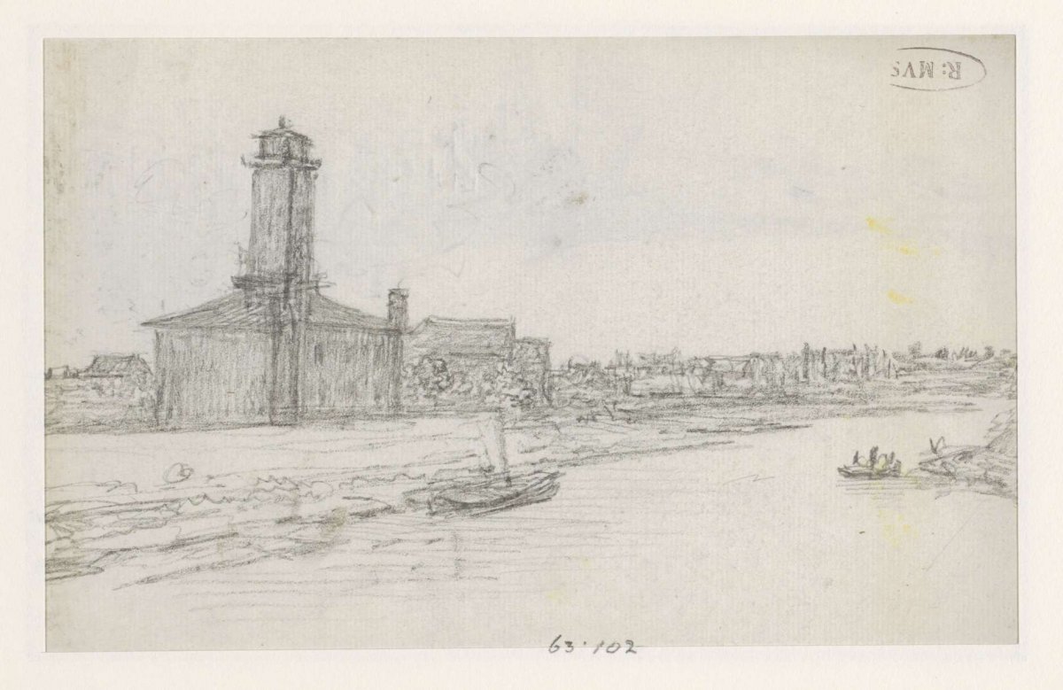 Gezicht op de Pompe à feu du Gros Caillou, Georges Michel, 1773 - 1843
