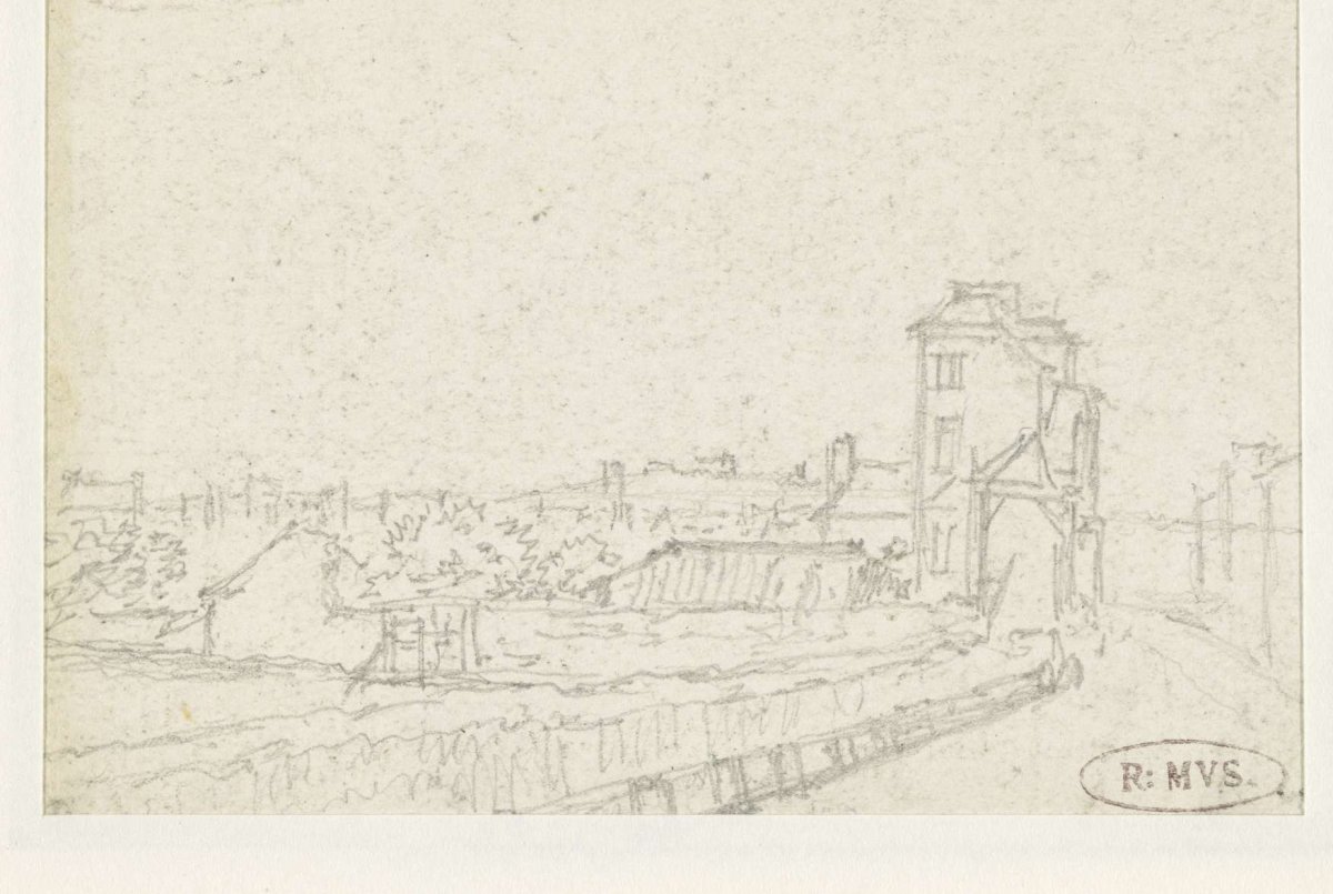 Road to town; far left one of the Barriers, Georges Michel, 1773 - 1843