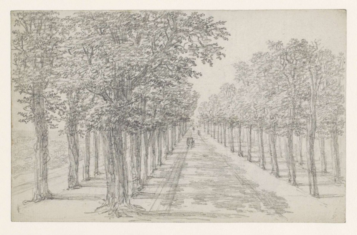 Street road with four rows of trees, Georges Michel, 1773 - 1843