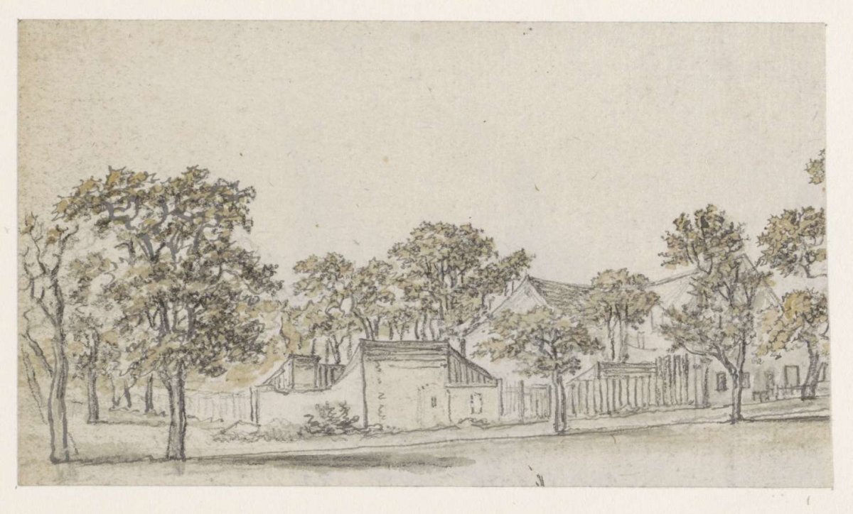 Groep huizen tussen bomen, Georges Michel, 1773 - 1843