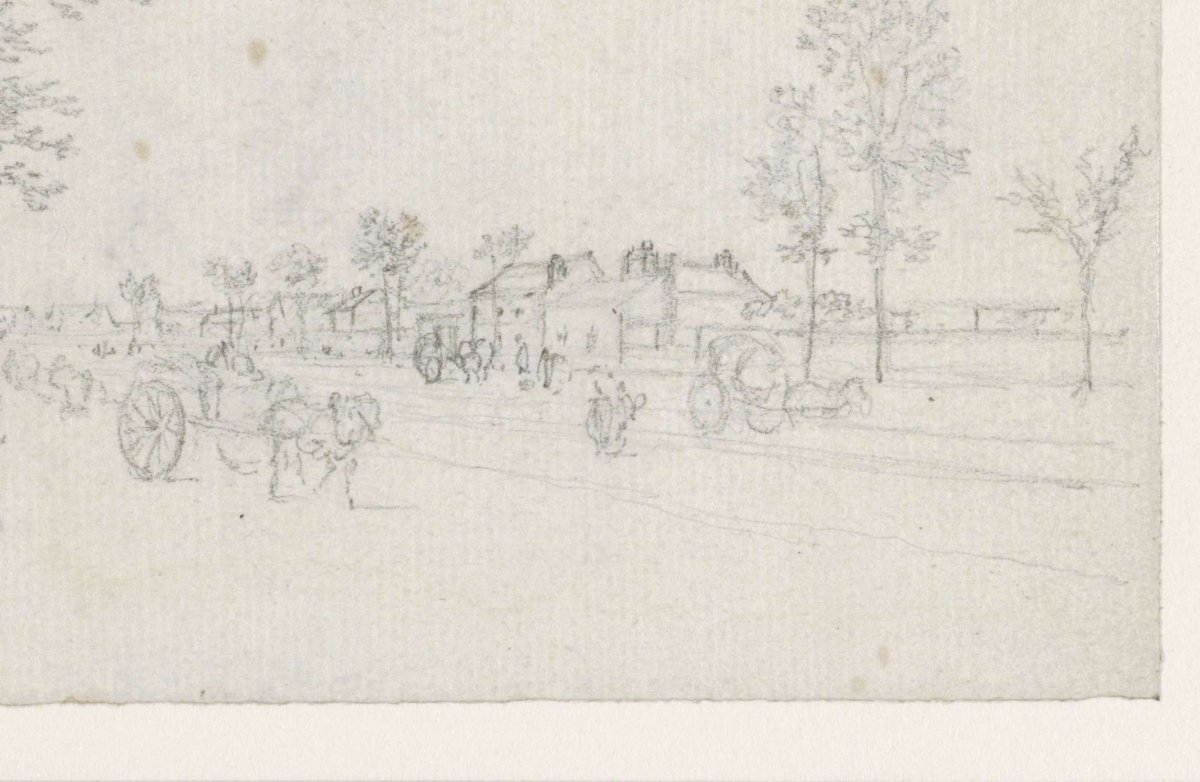 Road out of town with carts, Georges Michel, 1773 - 1843