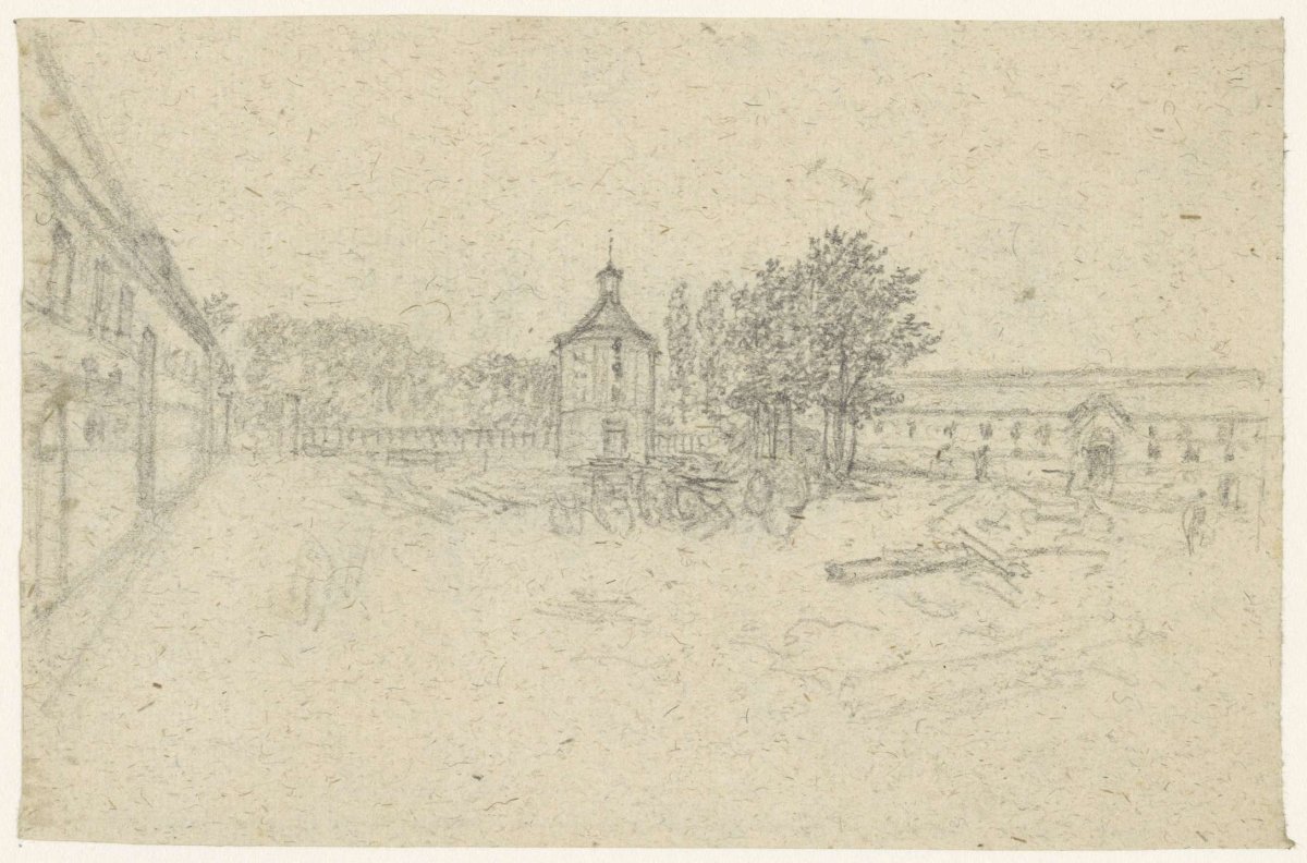 Courtyard of barracks, Georges Michel, 1773 - 1843