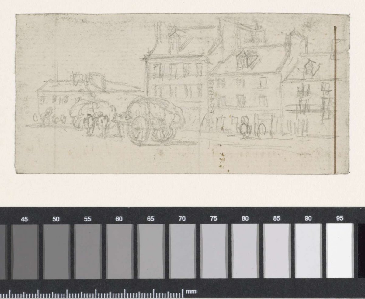 Paris street with trucks, Georges Michel, 1773 - 1843