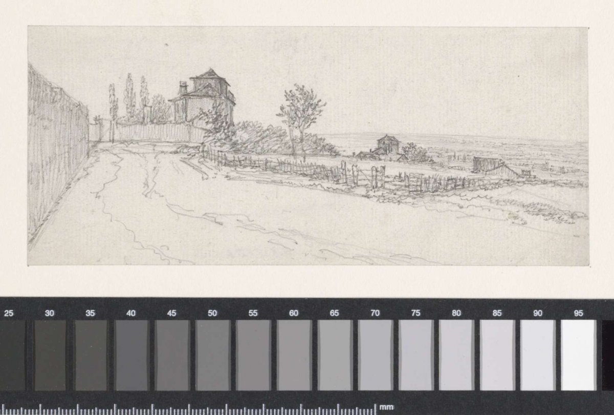 View in the plain of a country road with a single house, Georges Michel, 1773 - 1843