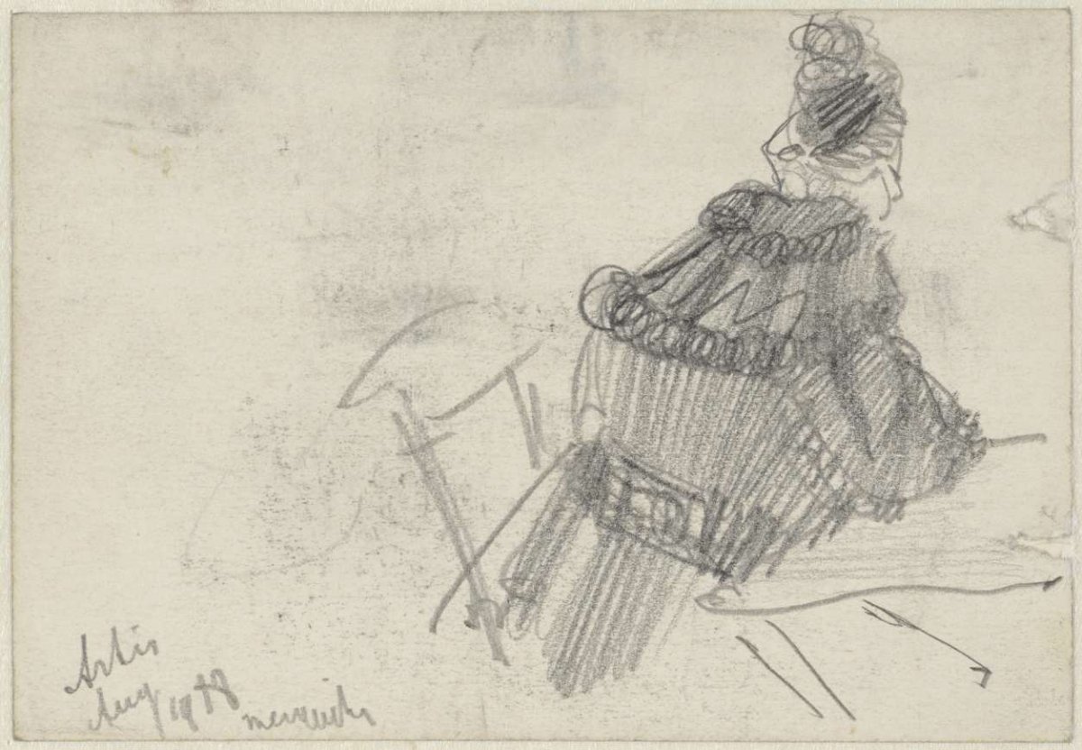 Seated old woman at a table at Artis, seen from the back, Samuel Jessurun de Mesquita, 1918