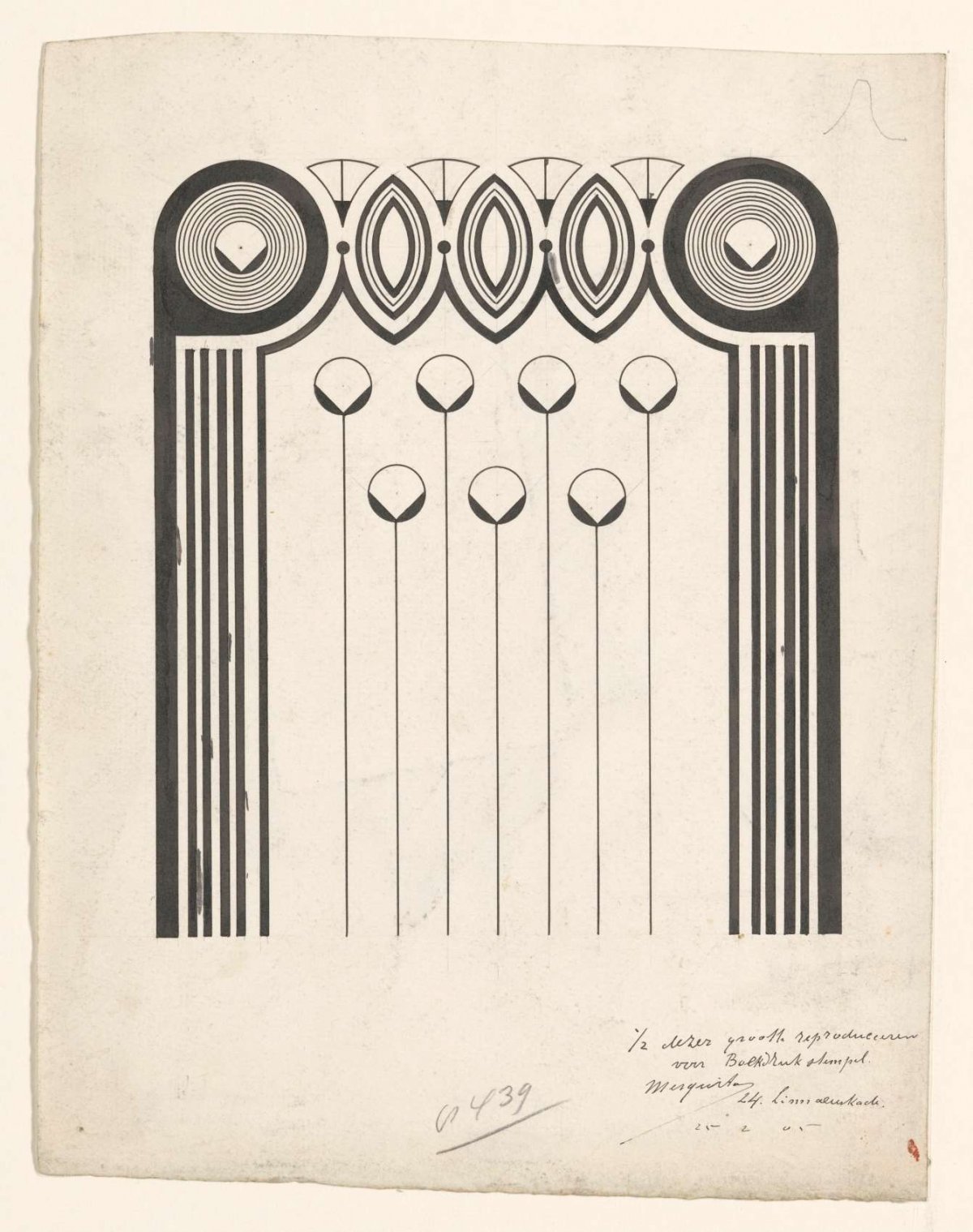 Ornamental letterpress stamp for a book binding, Samuel Jessurun de Mesquita, 1878 - 1944