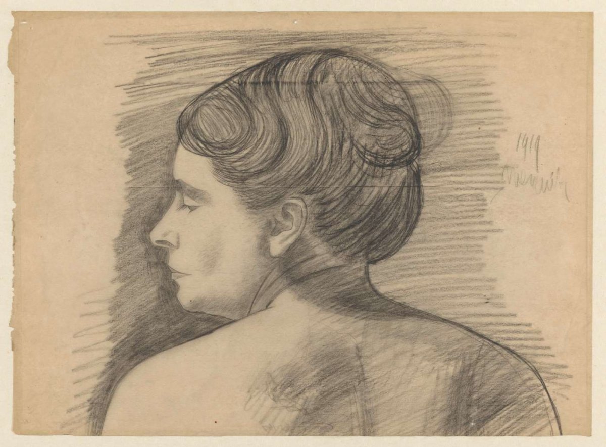 Study of a woman, back figure, Samuel Jessurun de Mesquita, 1919