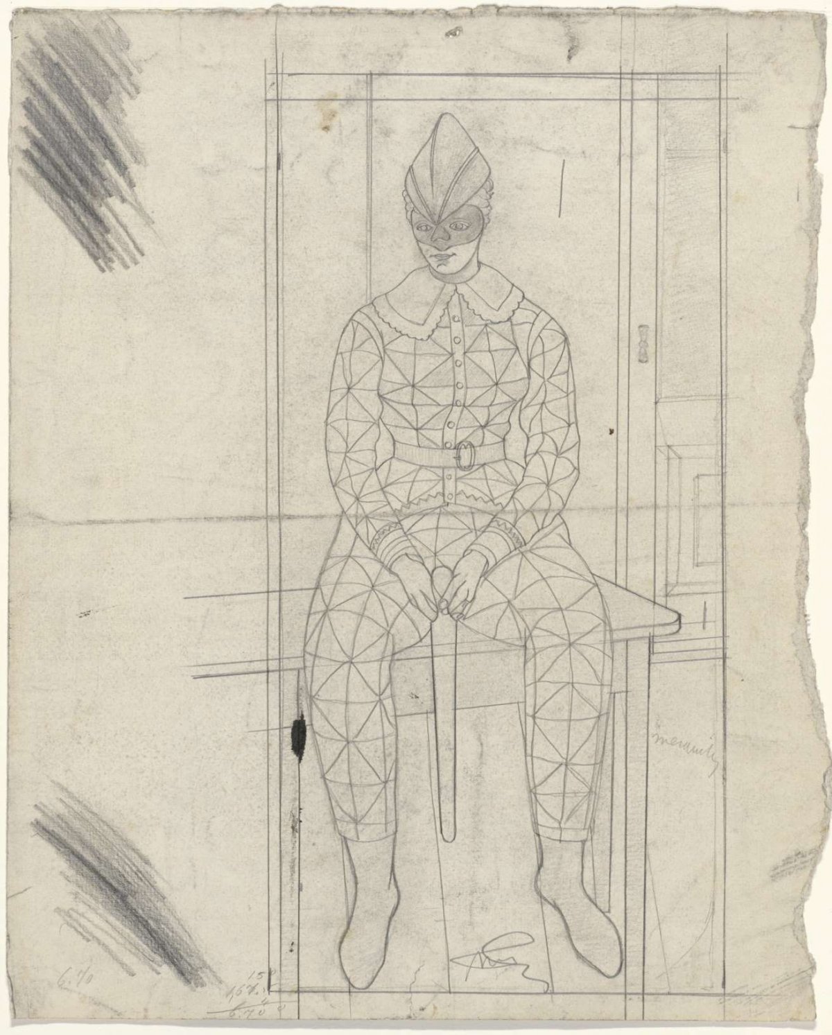 Sitting Pierrot, Samuel Jessurun de Mesquita, 1844 - 1878