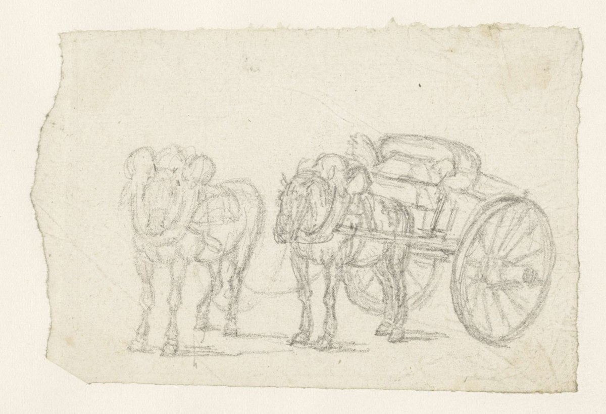 Tug cart with two horses, Georges Michel, 1773 - 1843