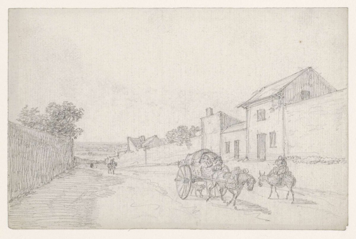Ascending street with covered wagon, Georges Michel, 1773 - 1843