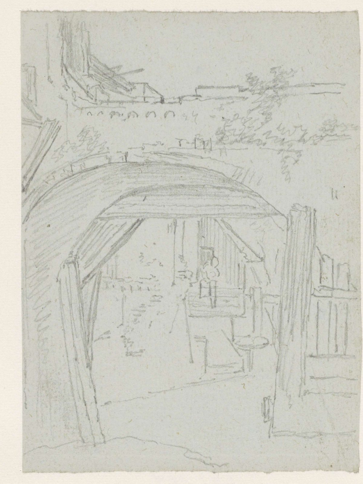 View under a bridge, Georges Michel, 1773 - 1843