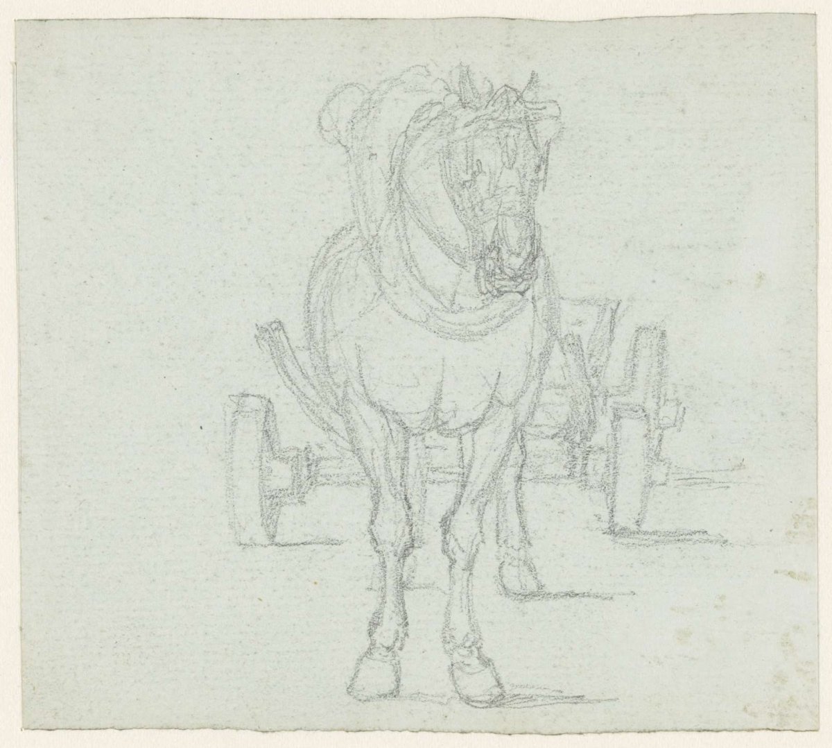 Horse in front of a tug cart, Georges Michel, 1773 - 1843