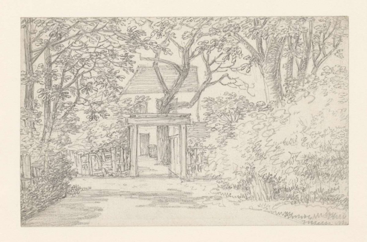 Shaded lane to a garden fence, Georges Michel, 1773 - 1843