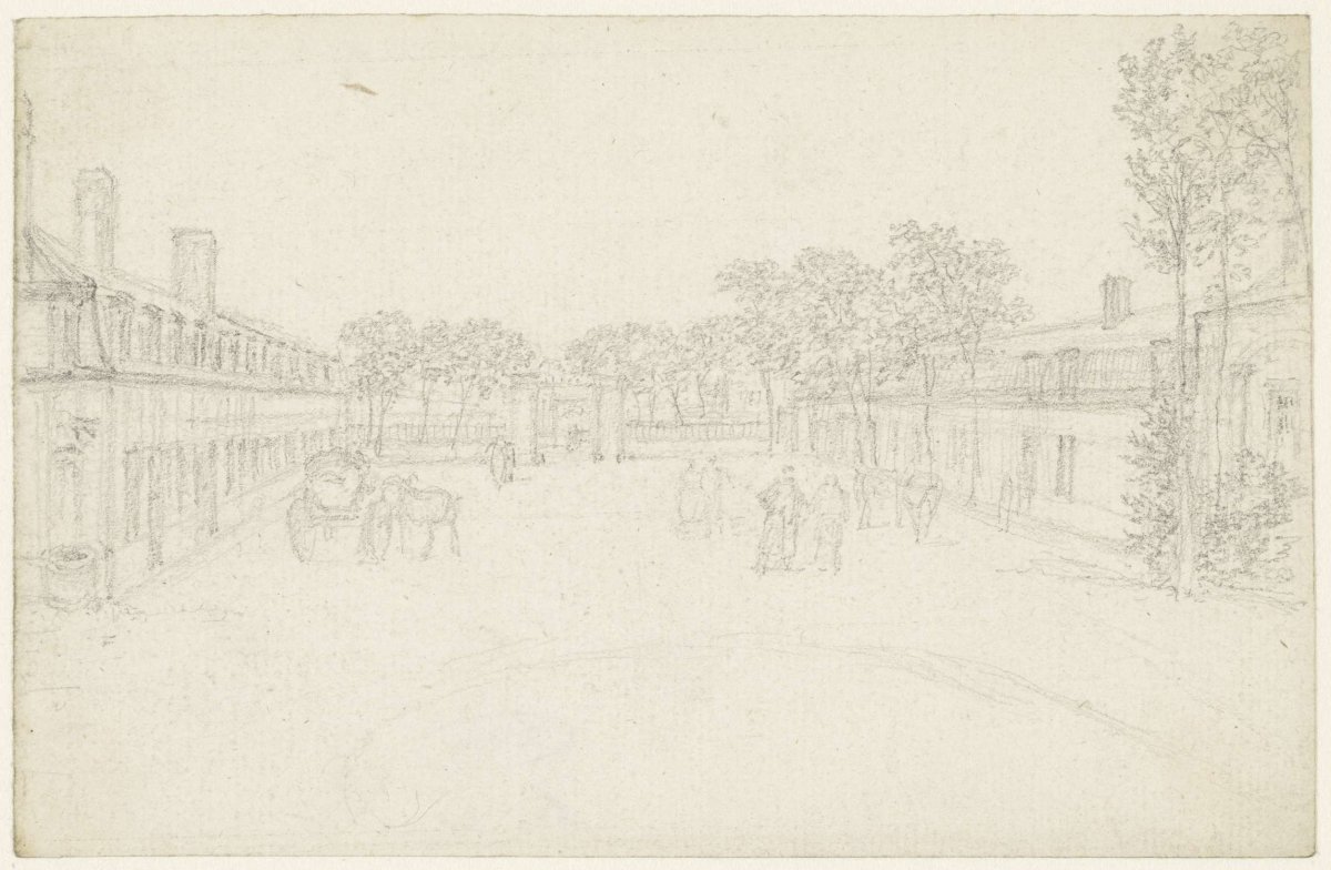 A cour between two corps de logis, Georges Michel, 1773 - 1843