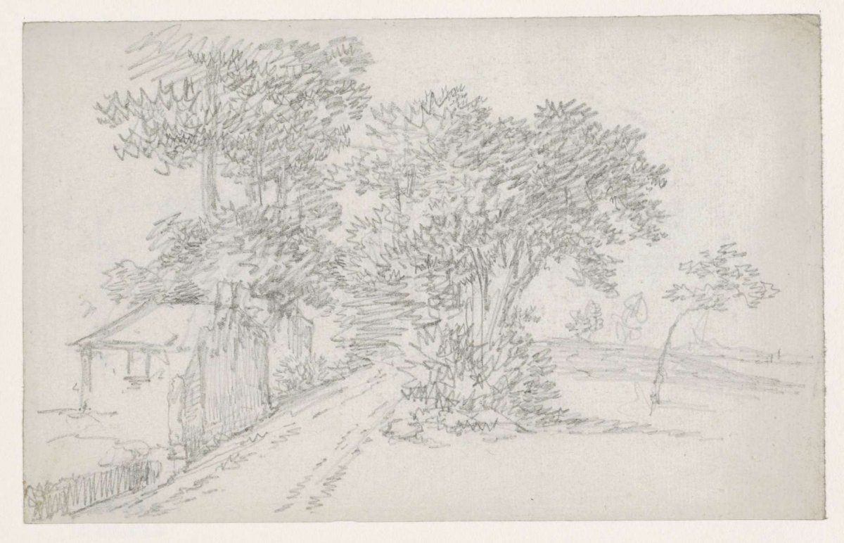 House near a road with trees, Georges Michel, 1773 - 1843