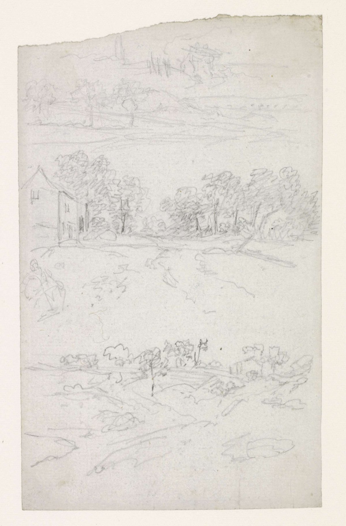 House near a road with trees, Georges Michel, 1773 - 1843